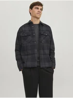 Dark grey men's checkered outer shirt Jack & Jones Roy - Men's