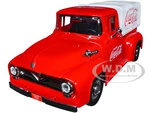 1955 Ford F-100 Pickup Truck Red with White Canopy "Drink Coca-Cola" 1/24 Diecast Model Car by Motor City Classics