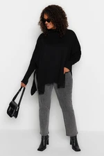 Trendyol Curve Black Slit Detailed Knitwear Sweater