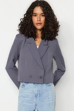 Trendyol Anthracite Double Breasted Blazer Jacket with Closure