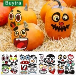 New 4sheets Halloween Expression Stickers Pumpkin Decorative Sticker Ghost Face Self-adhesive Sticker Kids Favor Happy Halloween