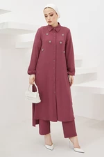 InStyle Pearl-Embroidered Ayrobin Double Suit - Plum