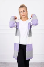 Tricolor striped sweater ecru+purple+gray