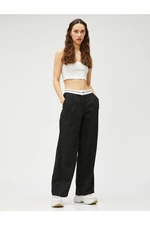 Koton Fabric Trousers Wide Leg, Waist Detailed Pocket Pleated.