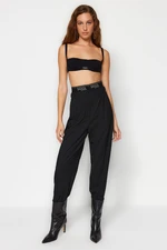 Trendyol X Sagaza Studio Black Elastic Detail Polyviscon Trousers