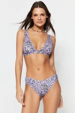 Trendyol Animal Patterned V-Cut Normal Leg Bikini Bottom