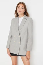 Trendyol Gray Regular Lined Double Breasted Blazer with Closure