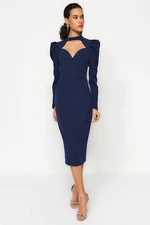 Trendyol Navy Blue Fitted Woven Elegant Evening Dress