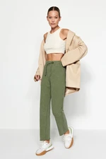 Trendyol Khaki Anti-aging/Faded-Effect Straight Fit Thin, Knitted Sweatpants