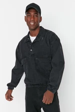 Trendyol Anthracite Men's Oversize Double Pocketed Denim Jacket