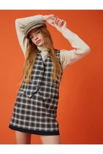 Koton Plaid Buttoned Vest