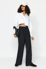 Trendyol Black Belt Detail Wide Leg Woven Trousers