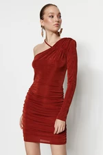 Trendyol Brown Knitted Elegant Evening Dress