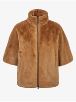 Brown women's jacket made of faux fur Geox Kaula