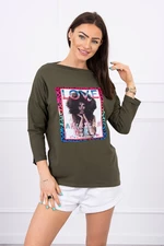 Halenka s grafikou khaki American Girl