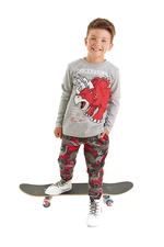 Mushi Triceratops Boys' Gray T-shirt & Camouflage Pants Suit