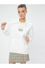 Koton Printed Hoodie and Sweatshirt, Comfortable Cut. Kangaroo with Pocket.