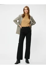 Koton Gabardine Trousers High Waist Straight Leg Pocket Detailed