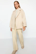 Trendyol Beige Oversize Wide Cut Stamped Coat