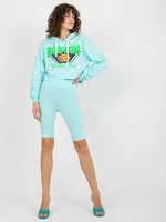 Mint casual set with sweatshirt and cycling shoes