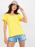 Yellow monochrome T-shirt with holes