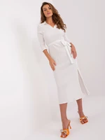 Ecru casual dress with 3/4 sleeves