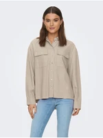 Beige Ladies Linen Shirt ONLY Caro - Women