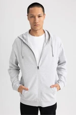 DEFACTO Comfort Fit Hooded Zippered Cardigan