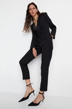 Trendyol Limited Edition Woven Long Black Satin Collar Detailed Jumpsuit