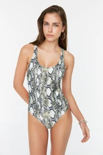 Trendyol Brown Snake Print Swimsuit