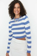 Trendyol Lilac Crop Basic Striped Knitwear Sweater