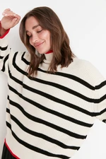 Trendyol Wide Fit Striped Knitwear Sweater in Ecru