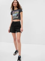 Black women's high-waisted denim shorts GAP