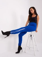 Cobalt blue sweatpants with pockets