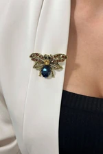 Bee brooch dark blue