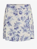 Blue and Cream Women's Floral Skirt / Shorts VILA Porcelina - Ladies