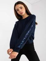 Short dark blue hoodie with RUE PARIS app