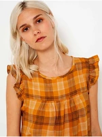 Orange plaid blouse CAMAIEU