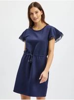 Navy blue women's sweatshirt dress with lace ORSAY