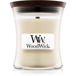 Woodwick Linen vonná sviečka s dreveným knotom 85 g