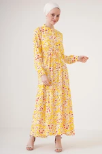 Bigdart 2144 Large Collar Hijab Dress - Yellow