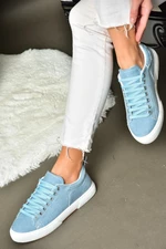 Fox Shoes Blue Denim Fabric Women's Sports Shoes Sneakers