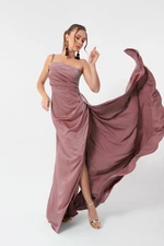 Lafaba Women's Salmon One-Shoulder Satin Evening & Prom Dress