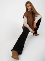 Brown knitted vest SUBLEVEL with braids