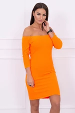 Fitted dress - ribbed orange neon