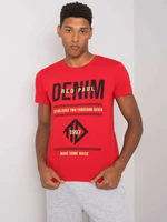 Men's red cotton T-shirt with print