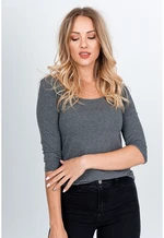 Lady's blouse with a round neckline - dark gray,