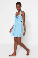 Trendyol Striped Mini Woven Ruffle Beach Dress