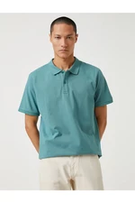 Koton Basic T-shirt Polo Neck Button Szczegółowy