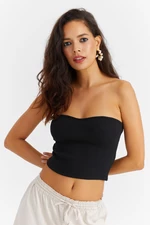 Cool & Sexy Women's Black Sweetheart Crop Blouse